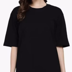 Solid Round Neck Cotton T-Shirt for Women