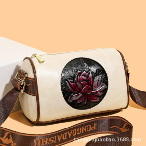 Imported sling bag with broad belt worn by model