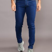 Stylish latest men slim fit blue jeans front view