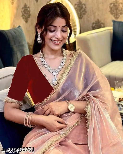 Designer Lace Border Saree | Luxury Wedding & Party Wear 1 Model draped in elegant designer lace border saree at a wedding